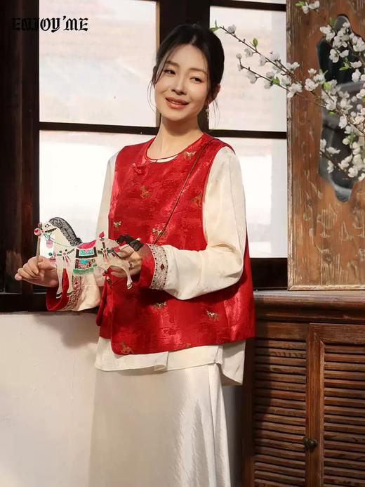 【门店同款】ENJOY春季“画中行”漫月白茶中式上衣 169443940 商品图1