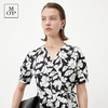 Marc O'Polo/MOP夏季新款好看黑白自然植物印花收腰短袖连衣裙女 商品缩略图4