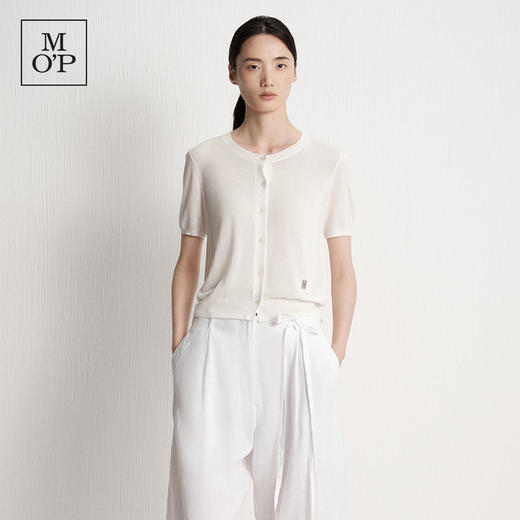 Marc O'Polo夏季新款好看气质白色舒适短袖毛织开衫女士上衣小衫 商品图0