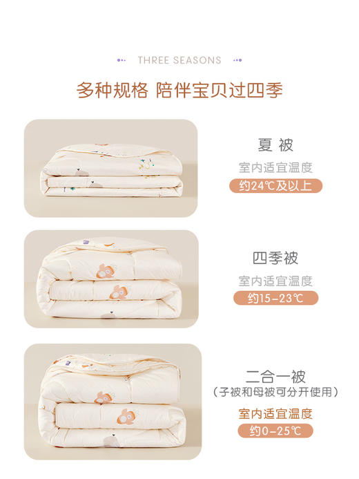 罗莱儿童 萌趣 XS A类全棉大豆柔丝抗菌二合一被 晚安小象 商品图1