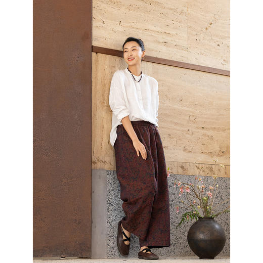 牧衣游原创 手工抽皱汉麻衬衫舒适透气轻薄简约百搭白色衬衣 德馨 商品图1