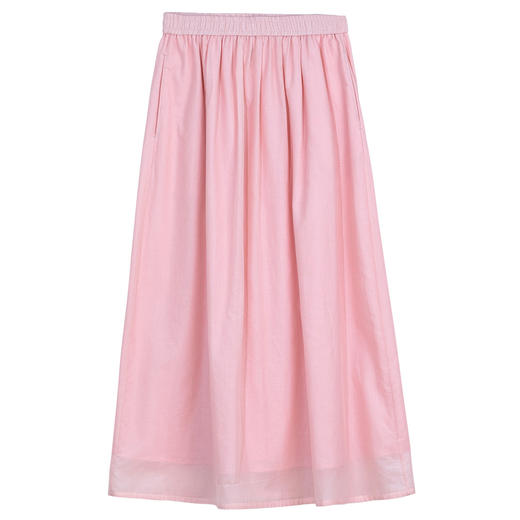 牧衣游原创 100支纯棉半身裙新款宽松百搭轻薄松紧腰A字半裙 冬白 商品图4