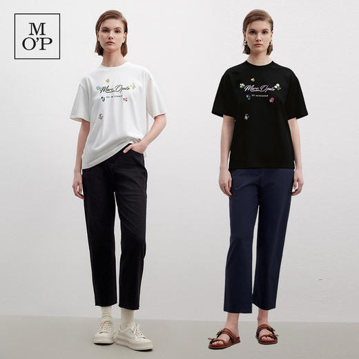 Marc O'Polo夏季新款好看品牌经典logo小刺绣设计感圆领短袖T恤女 商品图1