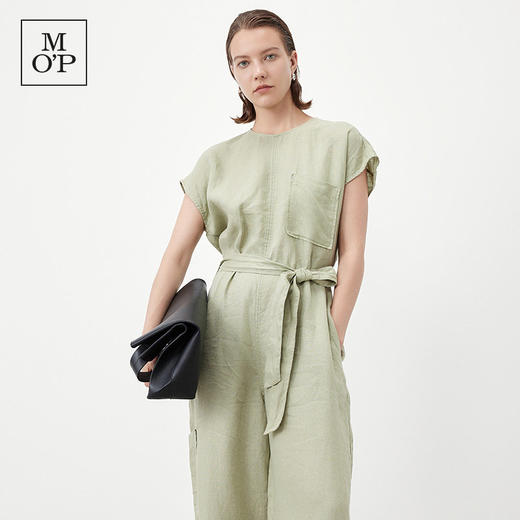 Marc O'Polo夏季新款好看天然亚麻设计感系腰带时尚无袖连体裤女 商品图4