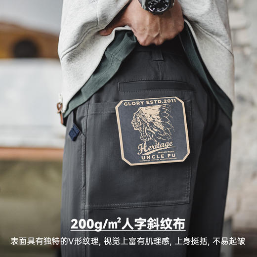 马登工装美式人字纹休闲裤直筒休闲黑色通勤打褶皱A字西裤男款春 商品图2