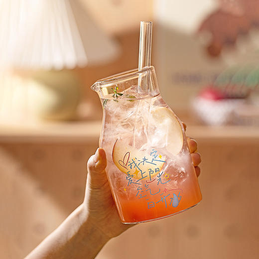 摩登主妇高硼硅玻璃杯ins吸管杯大容量家用喝水杯果汁奶茶杯咖啡杯子 商品图1