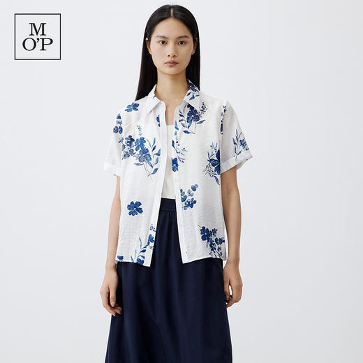 Marc O'Polo/MOP 夏季新款好看翻领新中式印花度假透气短袖衬衫女 商品图0