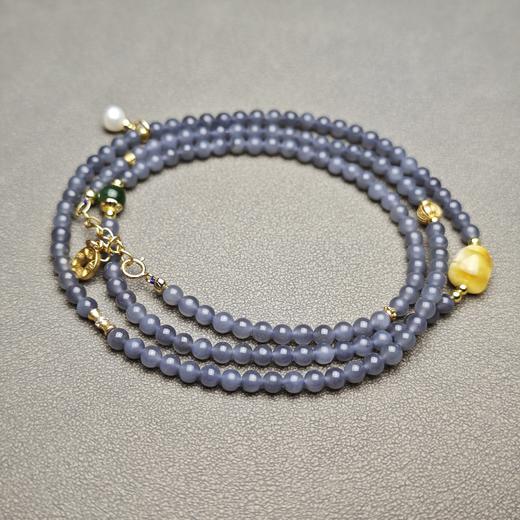 和田玉青海烟紫精美小米珠手串 312-23 商品图1