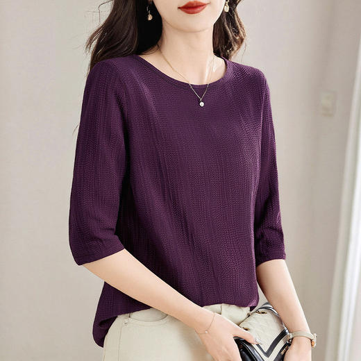 春季大码七分袖上衣女2026新款妈妈高端洋气小衫宽松女士中袖t恤 商品图4