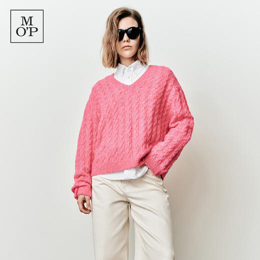 Marc O'Polo/MOP25春秋季新款初春设计感V领绞花长袖套头针织衫女 商品图0