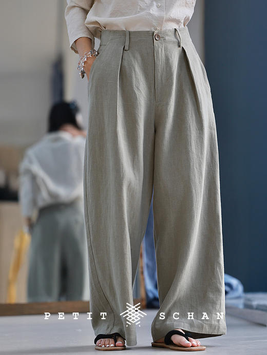 Petit Schan小闪 CLO#1073 Tension in stillness 静张力 纯亚麻直筒休闲裤 商品图0