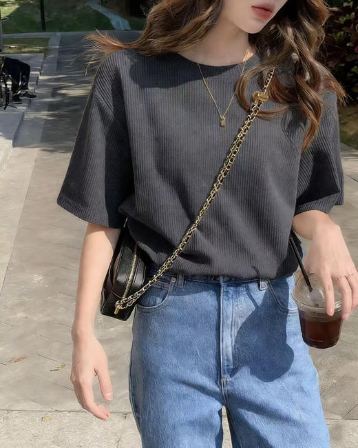 性价比敲高！基础款圆领华夫格短袖T恤！ 商品图1