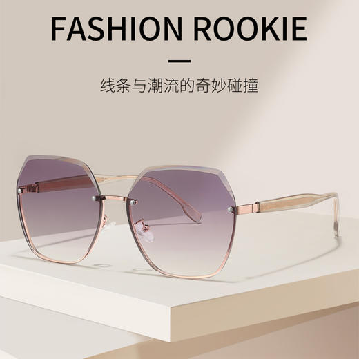 目奢时尚素颜防紫外线气质轻奢高级感多边形太阳镜 商品图0