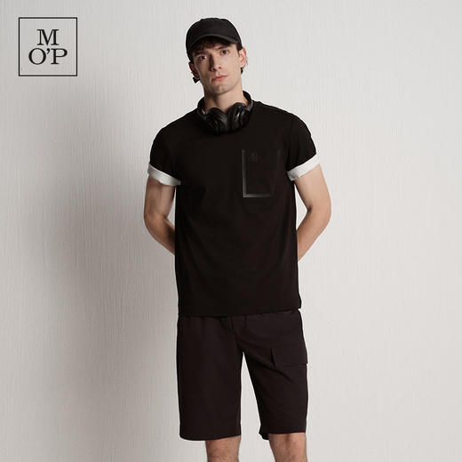 Marc O'Polo/MOP夏季新款休闲黑色气质口袋装饰纯棉宽松短袖T恤男 商品图0