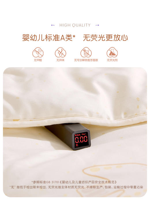 罗莱儿童 萌趣 XS A类全棉大豆柔丝抗菌二合一被 晚安小象 商品图5