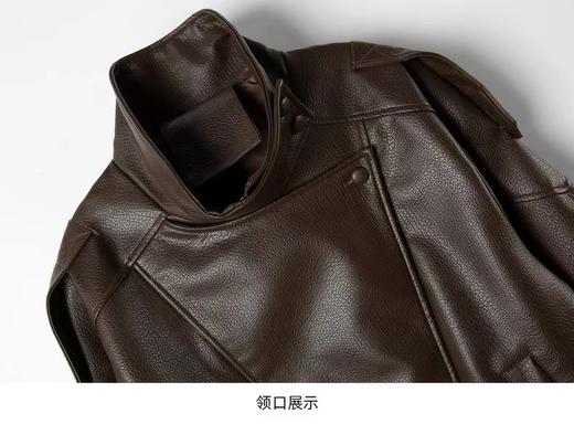 F031692女装欧美立领机车感PU皮长袖立领夹克短外套 商品图3