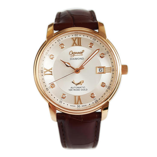 【95新】OGIVAL 爱其华自动机械机芯日期显示40MM（男款）18K玫瑰金090326NJS18 商品图0