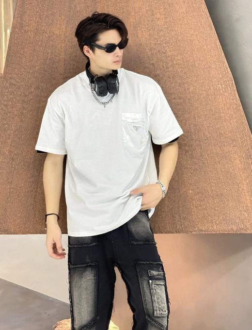 普拉达 尼龙口袋徽标短袖T恤 白色 男女同款（DY） 商品图1