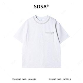 SDSA男装2026新款高贵轻奢简约满天星镶珠子设计圆领短袖T恤百搭