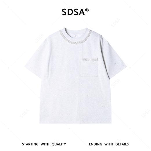 SDSA男装2026新款高贵轻奢简约满天星镶珠子设计圆领短袖T恤百搭 商品图0