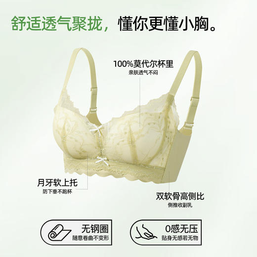 【商场同款】熳洁儿 26年新品小胸聚拢文胸法式蕾丝中薄杯AB通杯26201540 商品图1