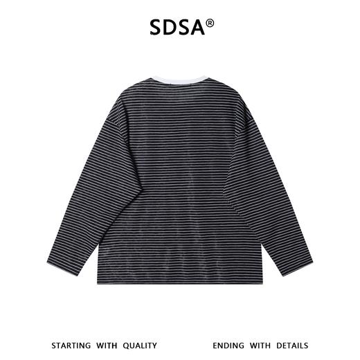 26726SDSA男装2026新款高贵轻奢时尚简约条纹圆领长袖T恤百搭宽松上衣 商品图4