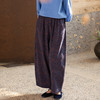 牧衣游原创 60支提花棉休闲长裤新款质朴复古肌理感阔腿裤 墨香 商品缩略图0