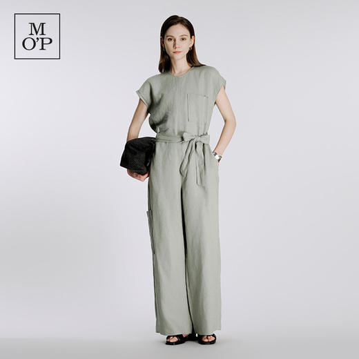 Marc O'Polo夏季新款好看天然亚麻设计感系腰带时尚无袖连体裤女 商品图0