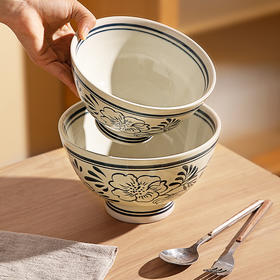 摩登主妇釉下彩复古面碗斗笠碗家用餐具吃泡面碗拉面碗汤面碗大碗