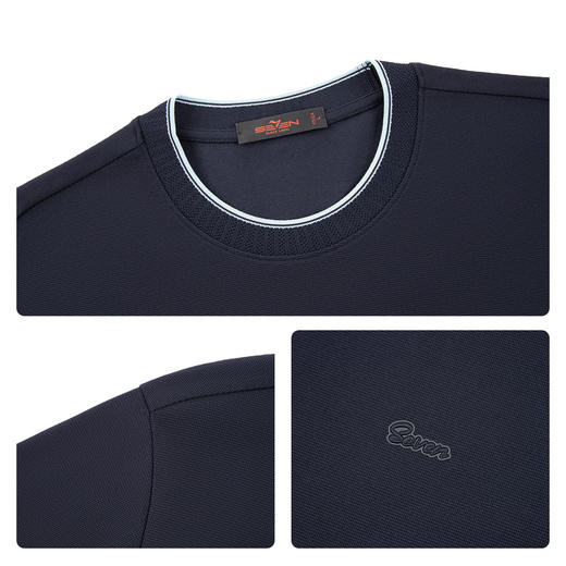 【领子撞色条纹】柒牌男式短袖T恤2026春夏新品百搭华夫格上衣 130T72410 商品图3