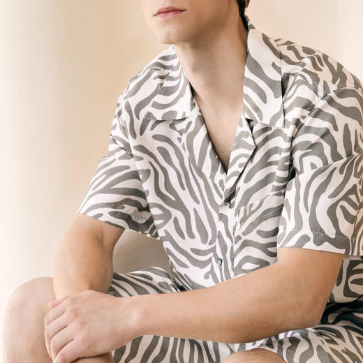 Solo seta男士真丝印花短袖短裤套装桑蚕丝可外穿家居服2026春夏 商品图2