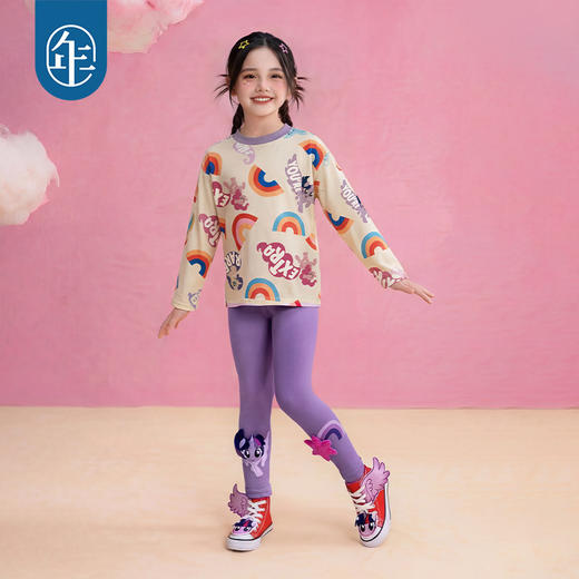 小马宝莉联名年衣童装打底裤夏季新款女童卡通风可爱修身长裤裤子 商品图0