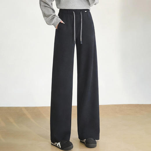 半身缘女裤 春季撞色抽绳显高宽松中直筒休闲裤261102U10320223 商品图2