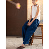 牧衣游原创 120支进口长绒棉长裤靛蓝色宽松百搭阔腿休闲裤 溪岄 商品缩略图2