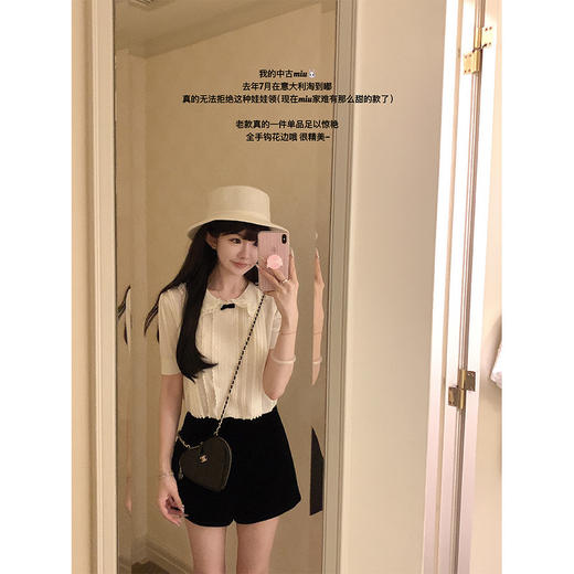 金蘑菇菇 桃乐丝 中古miu套组 / 全手钩花边top+丝绒短裤 商品图0