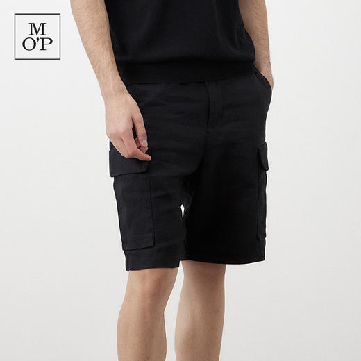 Marc O'Polo/MOP夏季新款休闲亚麻透气工装短裤黑色休闲男五分裤 商品图2