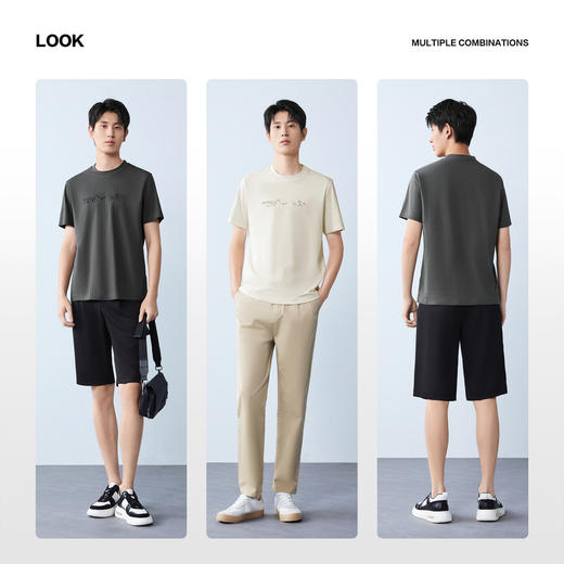 【国风格纹提花】柒牌男装短袖T恤2026春夏新款休闲百搭圆领上衣 130T72310 商品图2