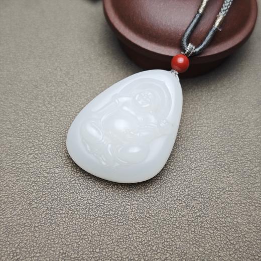 新疆和田玉且末料羊脂玉精美如意佛牌 312-14 商品图1