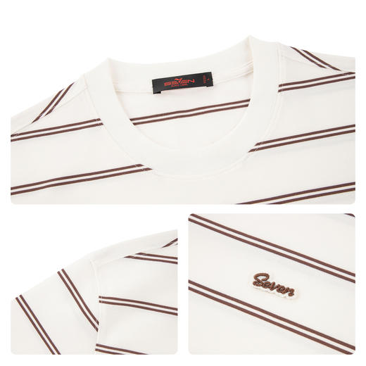 【经典条纹撞色】柒牌男式短袖T恤26春夏新品圆领套头休闲上衣 130T72260 商品图3