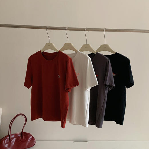 【送防尘袋+衣架】觅槿MDINN 正肩小马刺绣T恤 休闲宽松 舒适百搭 4色可选 商品图13