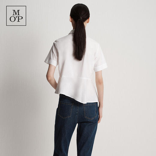 Marc O'Polo/MOP夏季新款好看白色时尚设计裁剪法式女士短袖衬衫 商品图2