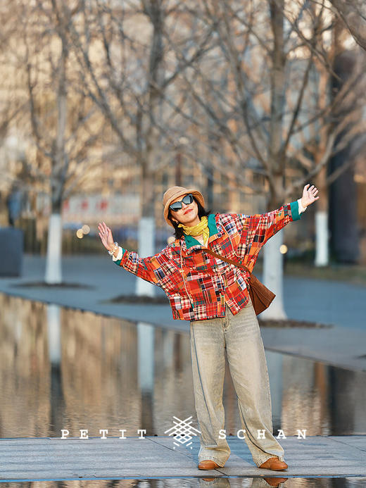 Petit Schan小闪 CLO#1074 Old friend 老相识  进口纯棉百家布格纹连帽外套 商品图2