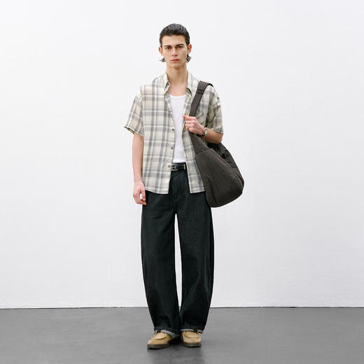 714street轻薄亲肤莱赛尔天丝格子衬衫男款 2026夏季休闲短袖衬衣 商品图2