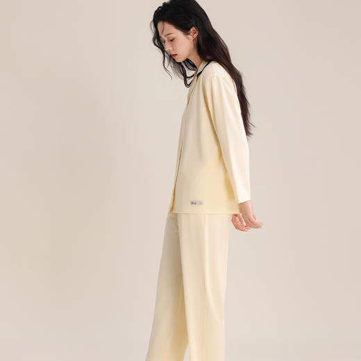 怡吾色情侣款兰精莫棉丝滑透气翻领家居服睡衣套装 商品图5