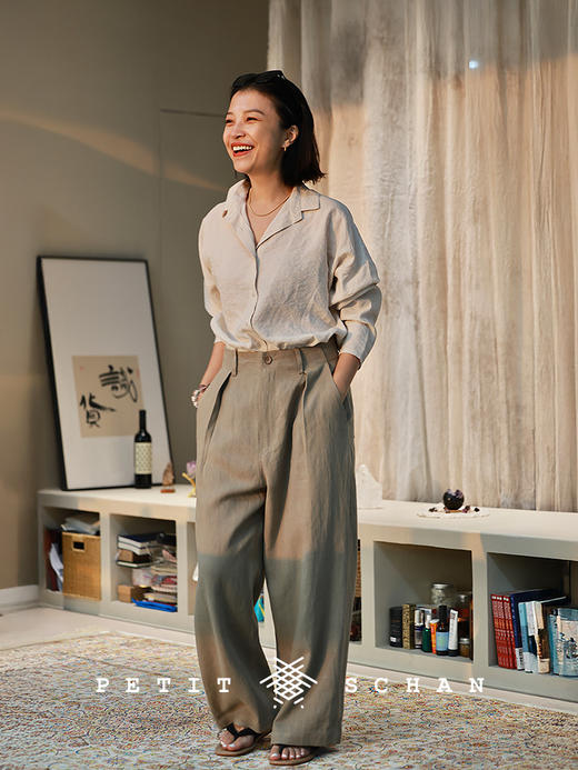Petit Schan小闪 CLO#1073 Tension in stillness 静张力 纯亚麻直筒休闲裤 商品图2