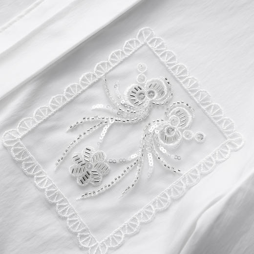 简约淡雅天丝棉钉珠亮片刺绣宽松衬衫 WL2602306 商品图3