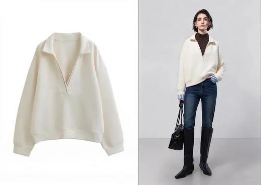 F031601秋冬新款韩系时尚极简风半拉链卫衣女长袖宽松百搭显瘦上衣 商品图2