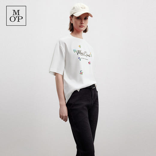 Marc O'Polo夏季新款好看品牌经典logo小刺绣设计感圆领短袖T恤女 商品图2