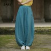 苎麻砂炒做旧垂感宽松高腰松紧腰灯笼裤 商品缩略图3