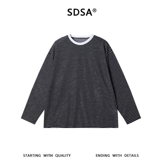 26726SDSA男装2026新款高贵轻奢时尚简约条纹圆领长袖T恤百搭宽松上衣 商品图1